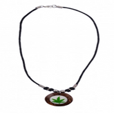 Wholesale Silver Beads Coconut Marijuana Leaf Necklace